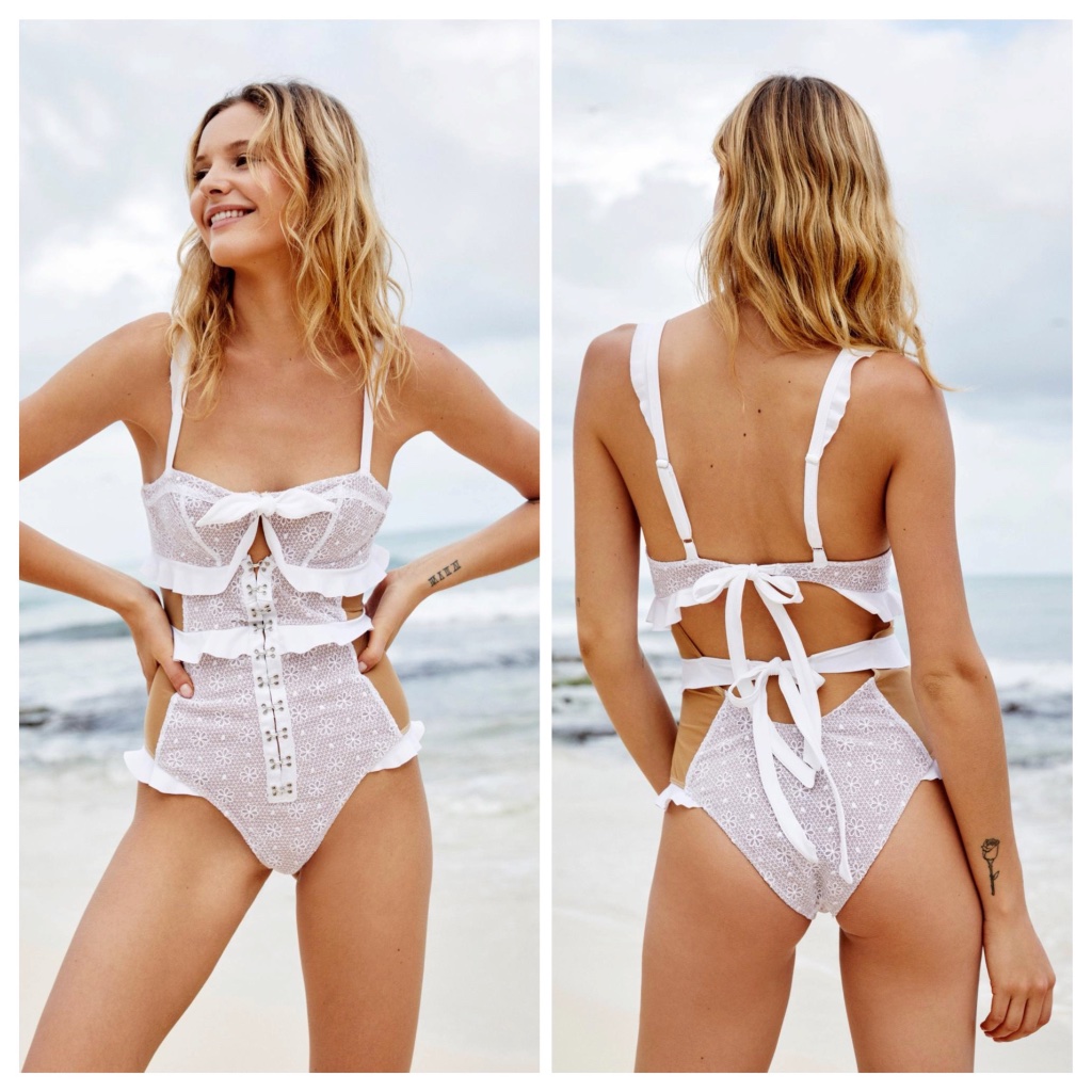 For Love & Lemons Elle Lace One Piece Swimsuit Htf